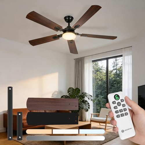 Aigostar Ventilador de Techo con Luz Silencioso 52″, Motor DC Reversible 33W, Mando a Distancia, 6 Velocidades, 3000K/4000K/6000K Regulable, Ideal para Dormitorio, Sala o Cocina. Ø132 cm