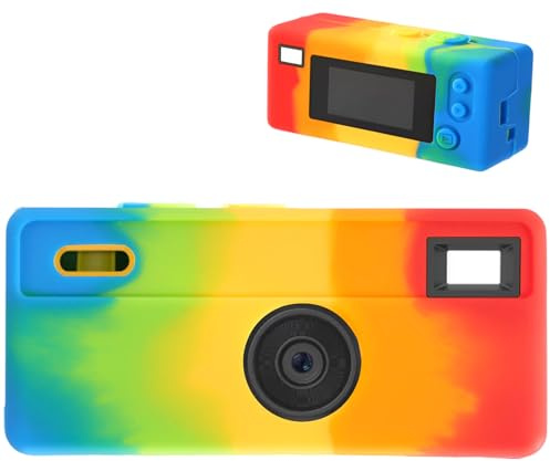 Skyddsfodral i Silikon för Kodak Charmera Nyckelringskamera, Mjukt Kamerafodral i Silikon med Nyckelring och Handledsrem Exakta Utskärningar och Reptåligt Tillbehör (Regnbåge)