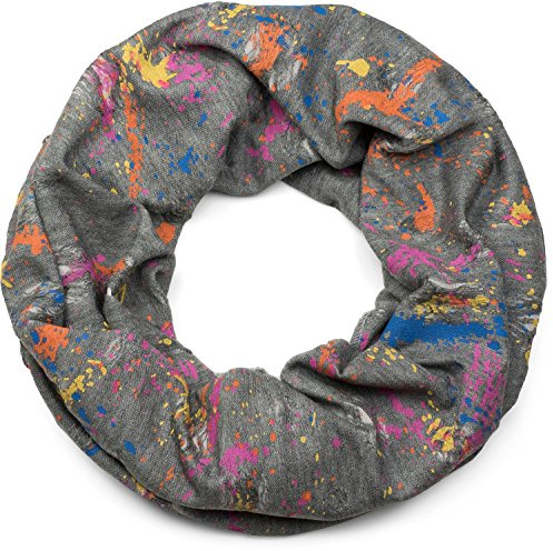 styleBREAKER Loop sjal med Splat Style färgklick mönster i Used look, tubhalsduk, duk, unisex 01017050