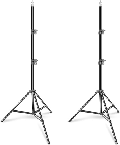 EMART Lichtstativ 2,1M, Tragbarer Studio Light Stand mit 6,35 mm Schraube, Aluminium Lampenstativ für Ringlicht, Blitz, Weichlichtkasten, Porträt, Podcast - 2er Pack