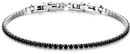 JewelryWe Schmuck Damen Tennis Armband Fußkettchen Edelstahl Zirkonia Tennisarmband Armktte Fußkette abnehmbar Freundschaftsarmband Armreifen für Frauen Mädchen