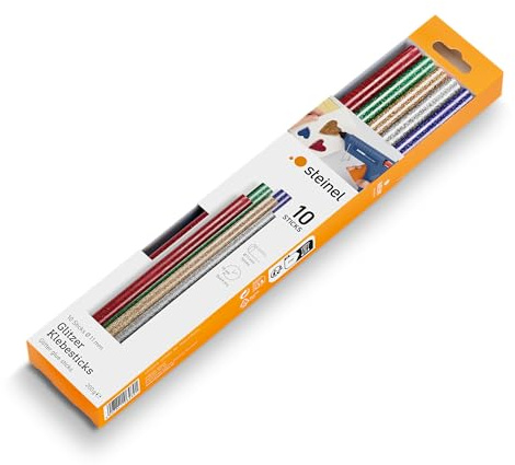 Steinel 064891 Glitter Limpinnar Ø 11 mm 10 pinnar, 200 g, 200 mm längd, färgglatt smältlim i 5 olika färger, bitar, antal