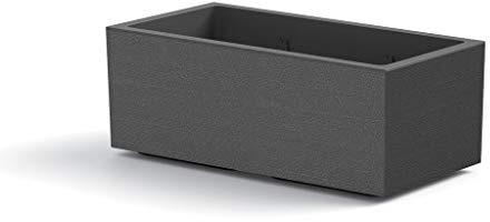 Vega AMDGarden Jardinière rectangulaire en plastique Anthracite avec roulettes 80 cm