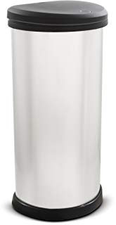 Curver Metal Effect 70% Recycled Kitchen Accessories One Touch Deco Bin, Silver, 40 Litre