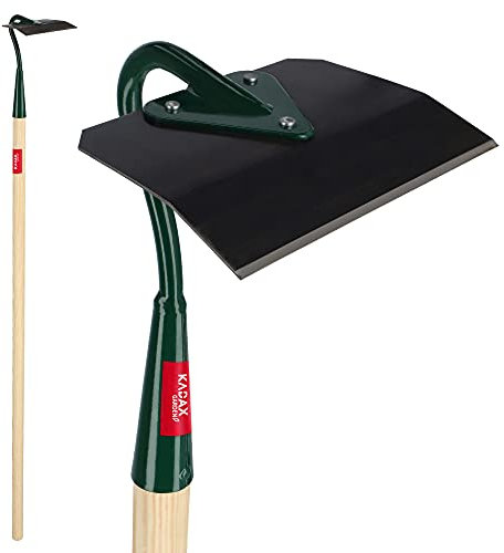 KADAX Hacke, Gartenhacke aus Metall, Unkrauthacke mit langem Stiel aus Holz, Gartenzubehör zum Entfernen von Unkraut, Hacke zum lockern, lüften und jäten des Bodens (14cm)
