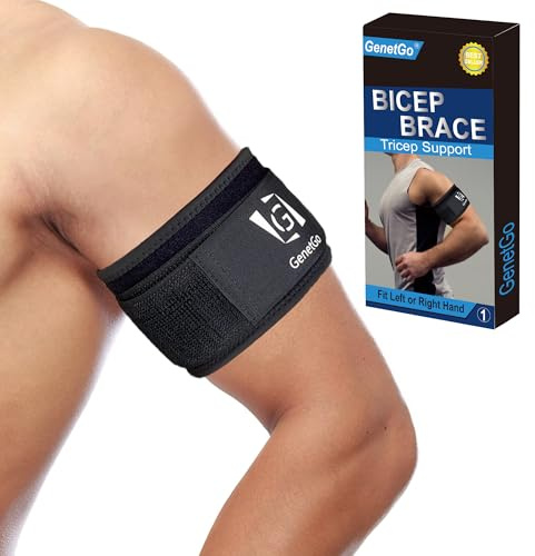 GenetGo Bicep & Tricep Tendonitis Brace Compression Sleeve - Pain Relief for Bicep and Tricep Muscle Strains, Upper Arm Support (S/M Width-3)