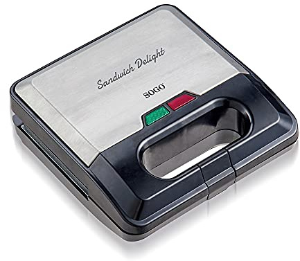 SOGO Sandwichera Gofrera Grill: 3 en 1-750W Sándwiches Gofres Paninis y Carnes a la Parrilla Placas antiadherentes Exterior de acero inoxidable