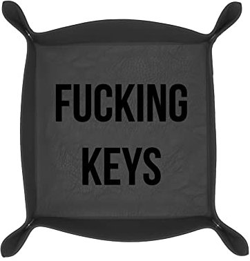 Fisura – Svuota tasche ingresso. Svuota tasche originale. Organizzatore di chiavi in similpelle. Misure: 19 x 19 centimetri. (F*cking keys, nero)