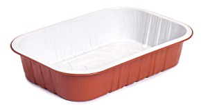 CONTITAL Contenitori monouso in Alluminio laccato AS221000 - Vaschette 2 porzioni bianco/terracotta, Linea Premium - Extra Rigidi, 50 pezzi