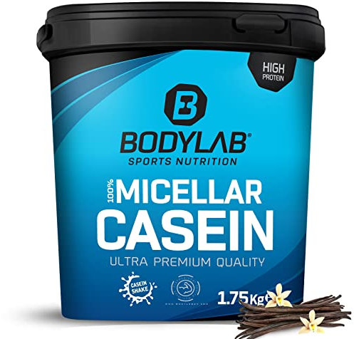 Bodylab24 Casein Micellar Vanille 1750g, 100% pures Casein, reich an BCAA-Aminosäuren, langes Sättigungsgefühl, unterstützt den Muskelaufbau und -erhalt, ideal während einer Eiweiß-Diät