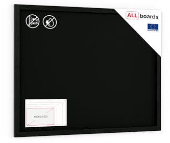 ALLboards Kreidetafel mit schwarzem lackiertem Holzrahmen 120x90cm, Schwarz, Schreibtafel, Kreide, TB129BK