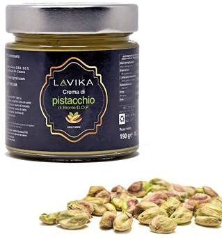 LAVIKA Crema Spalmabile Di Pistacchio Di Bronte DOP Qualità Superiore 190 GR Produzione Artigianale Di Pasta Pura Di Pistacchio Siciliano al 45% Prodotto Di Altissima Qualità