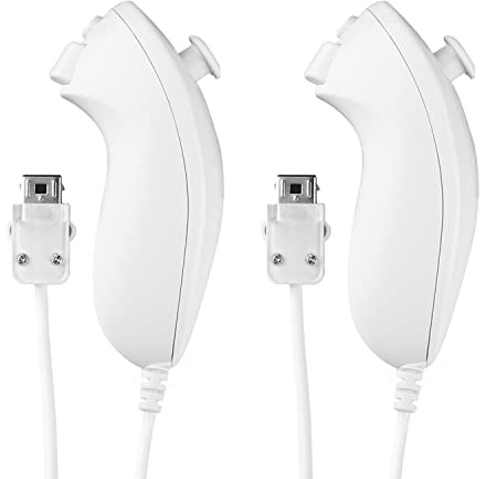Aukuoy 2-Pack Nunchuk Controller für Wii, Remote Nunchuk Jostick Game Controller Kompatibel mit Nintendo Wii und Wii U Videospiel Gamepads