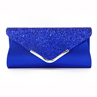 CORIOS Enveloppe Pochette Sac de Soirée Femme Embrayage en Paillettes Sacs à Main D'épaule de Mariée Sacs Fourre-Tout de Chaîne Élégant Sac à Bandoulière pour Fête Banquet Party Mariage Bleu