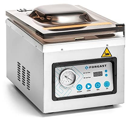Forgast Máquina de sellado al vacío | Acero inoxidable | Máquina de vacío | Bomba de vacío | Envasadora de campana | Fácil de limpiar | Pantalla electrónica | Tira de sellado de 26 cm de longitud