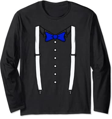 Blaue Fliege Hosenträger Kummerbund Smoking Fliege Langarmshirt
