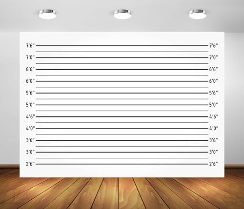 BELECO 10x6.5ft Fabric Mugshot Backdrop Police Lineup Height Charts Backdrop for Photography Bachelorette Party Girls Night Out Party Supplies Prison Mugshot Police Lineup Photo Banner Studio Props