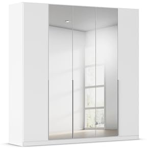 Rauch Möbel Alabama, Kleiderschrank, Farbe Weiß, Breite 226 cm | Schrank, 5-türig, mit Spiegel, Zubehör Superior, für Schlafzimmer, Kinderzimmer, Homeoffice, Garderobe, Flur