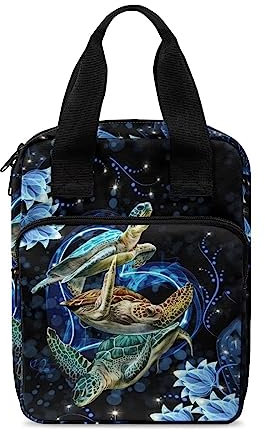 SEANATIVE Bibeltasche mit Meeresschildkröte, Blumendruck, groß, mit Griff und Reißverschlusstaschen, Bibeltasche für Frauen und Mädchen