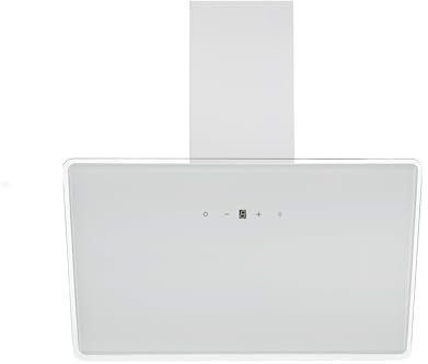 Respekta Dunstabzugshaube kopffrei/Haube schräg 80 cm/Metallgehäuse mit Glasschirm in Weiß/Abluft - und Umluftfunktion / CH112080W / A++ / 39-61 dB