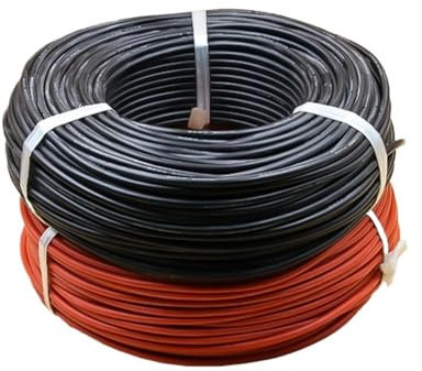 Câble Solaire 12/10 AWG 4 mm2 6 mm2, Fil photovoltaïque 1500 V, câble Rouge + Noir, Gaine XLPE en cuivre étamé for Panneaux PV, Certification TUV (Color : Black and Red, Size : 1m 6mm2)