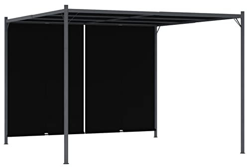 BaraSh Gartenpergola mit Versenkbarem Dach 3x3 m Anthrazit Freistehend -Pergola Grillpavillon TerrassenüBerdachung