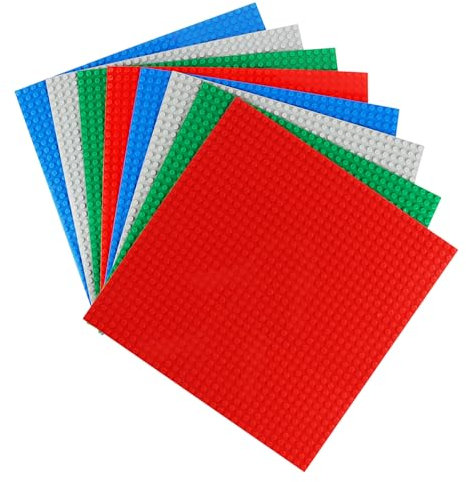 VFANDV Bauplatten, 8 Stück klassische Bauplatten, 25 x 25 cm, Bauunterlagen mit 32 x 32 Noppen, kompatibel mit allen wichtigen Marken