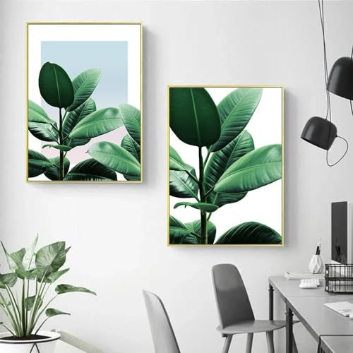 FQYYWL Nordische Minimalistische Wandkunst Kaktus Agave Pflanze HD Öl auf Leinwandbild Poster Poster Wohnzimmer Schlafzimmer Home Decoration Kein Rahmen-B_30x40cmX2