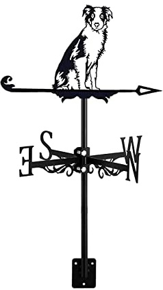 ANCNA-U Weathervane Dog Shape Ornament Animal Metal Wind Vane with Roof Mount Direction Sign Weathercock for Outdoor Farmhouse Yard Garden Gazebo, Border Collie