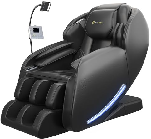 Real Relax 2026 Massage Chair Full Body,Zero Gravity SL-Track Shiatsu Massage Recliner with Upgraded Phone Controller and Holder,APP Control,Child Lock,Pause Button and Led Light,Favor-06,Black