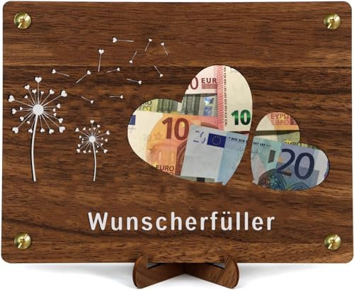Wunscherfüller Geldgeschenk, Geldgeschenk aus Holz zum Geburtstag Hochzeit, Geldgeschenke Verpackung Mit Grußkarten- Glück verschenken zum Geburtstag Reisen Hochzeit Jugendweihe