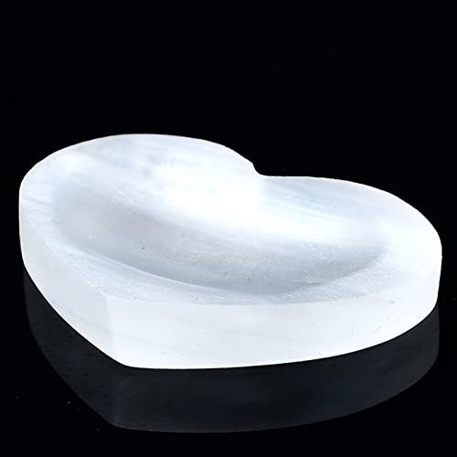 Cuenco en forma de corazón, piedra de cristal, cuencos de selenita blanca natural, plato tallado a mano, y cristal Feng Shui, decoración, regalos, 1 pieza PEIQIYIN decoración de la habitación