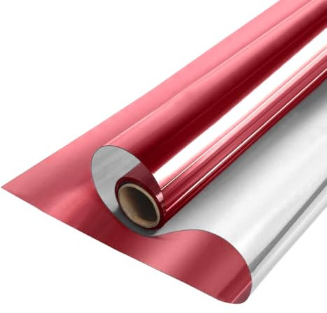 MOCNT Pellicola Oscurante per Vetri Pellicola Specchio Unidirezionale Pellicola Privacy Adesivo per Protezione Solare Pellicola Riflettente Finestre Rosso 40cmX200cm