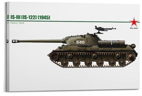 JTLFXY Poster mit sowjetischem Panzer aus dem Zweiten Weltkrieg, IS-III (IS-122) (1945), dekoratives Gemälde, Leinwand, Wandposter und Kunstdruck, moderne Familienschlafzimmer-Dekoration, Poster, 40 x