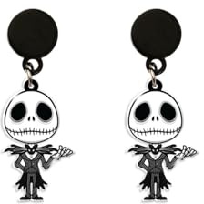 Ticome Mr. Jack's Boucles d'oreilles étranges effrayantes pour réveillon de Noël, boucles d'oreilles vintage en acrylique imprimé hypoallergénique pour filles, bijoux d'Halloween, boucles d'oreilles