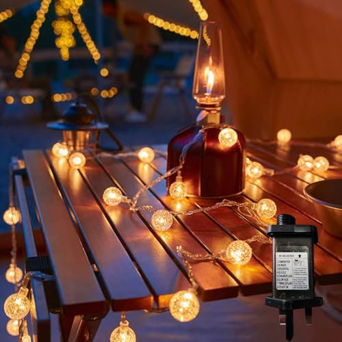 Neonawall Fairy Lights Mains Powered 100 LED 33ft Globe String Lights Plug in Indoor Outdoor Decorative Lights 8 Modes Waterproof Plug in Light for Bedroom Party Tree Decoration Warm