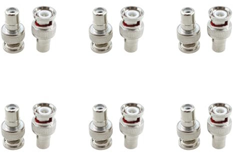 Maxmoral Lot de 12 adaptateurs coaxiaux RCA femelle vers BNC mâle en alliage de zinc argenté pour vidéosurveillance