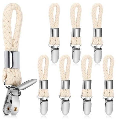 Pavlleen 8 Stück Handtuch Klammern, Aufhänger für Handtücher, Geschirrtücher Halter, Haken für Handtücher, Handtuchclips mit Schlaufen, Handtuchaufhänger ohne Nähen (Beige)