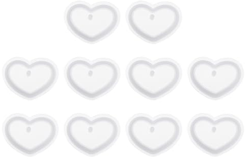 sourcing map 10 moldes grandes de resina de corazón para llavero, kit de moldes de silicona epoxi con agujero para llaveros colgantes, adornos, joyas, manualidades, manualidades, color blanco