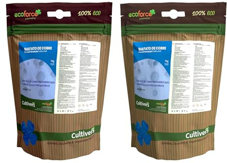 CULTIVERS Sulfato de Cobre cúprico CuSO de 2x1 kg Polvo Mojable. Multiples usos.