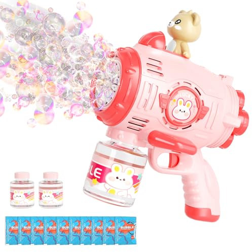 Doloowee Seifenblasenmaschine, Automatische Seifenblasenpistole, Seifenblasen-Spielzeug mit Seifenblasenlösung für Kinder 3 4 5 Jahre alt Sommer Spielzeug für draußen Garten Party