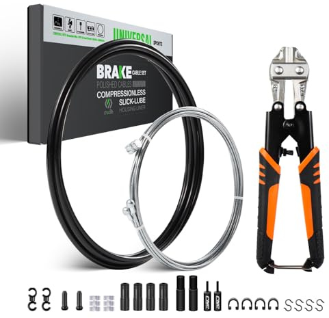 Chooee Fahrrad Bremsseil Set,Fahrrad Bremszug vorne/hinten mit Kabelschere-Universal Fahrrad Bremskabel 2.8m Bowdenzug Innenzug Mit Öl Schlauch 3.5m Set für Rennrad, MTB, Citybike und andere.