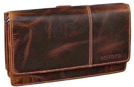 STILORD 'Darla' 3-in-1 Leder Handytasche mit Geldbörse zum Umhängen Damen Portemonnaie Groß 9 Kartenfächer RFID-Schutz Frauen Geldbeutel Handy Umhängetasche Echtleder, Farbe:luino - braun