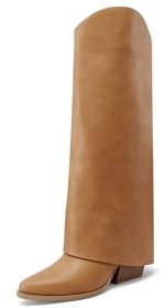 QUEEN HELENA Camperos Alti Stivali Texani a Gambale Largo con Tacco Donna X31-109 (Marrone, Sistema Taglie Calzature EU, Adulto, Donna, Numero, Media, 35)