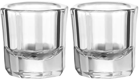 Ipetboom 2pcs Manicure Liquid Tint Cups Nail Art Glass Crystal Bowls for Mixing Acrylic Liquid and Powder Portable Plastic Bowls Suitable for Nail Art School and Home Use