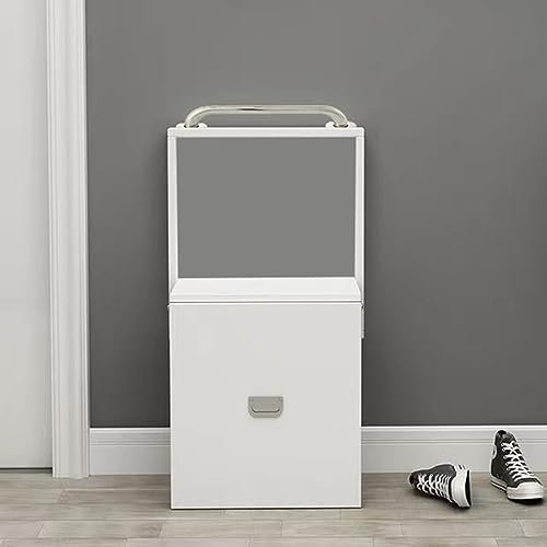 Schuhbank aus Massivholz, zur Wandmontage, mit Klapphocker, einziehbar und Tragfähigkeit von 330 kg, ideal für Flur, Küche, Badezimmer, Weiß