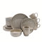 HOMD 16-Pieces Stoneware Dinnerware Set, Dinner Set, Kitchen Dinnerware Ceramic Crockery Set, Dinner Service Set for 4, Include Dinner Plate, Dessert Plate, Cereal Bowl and Mug (Oatmeal)