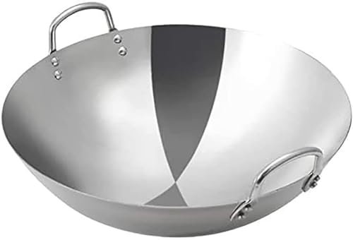 Wok Professional Grande Induction Non Stick in ghisa Wok in Metallo casseruola fritta fritta in pentola in Ferro Vecchio Stile Padella Wok frittura (34 cm)