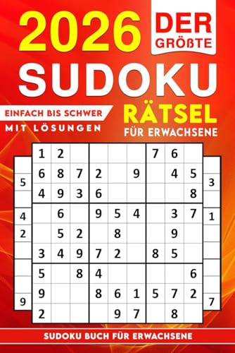 Sudoku Rätsel für Erwachsene: Ein Buch mit zwei Rätseln pro Seite - Einfach bis schwer mit Lösungen