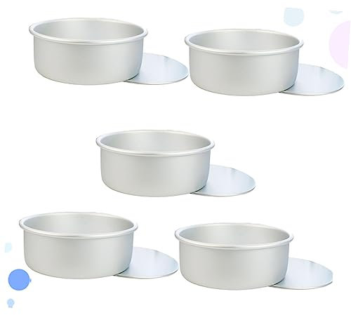 VINTORKY 5piezas Molde Para Pasteles Aluminio Antiadherente Moldes Base Redonda Desmontable Hornear Mini Tartas